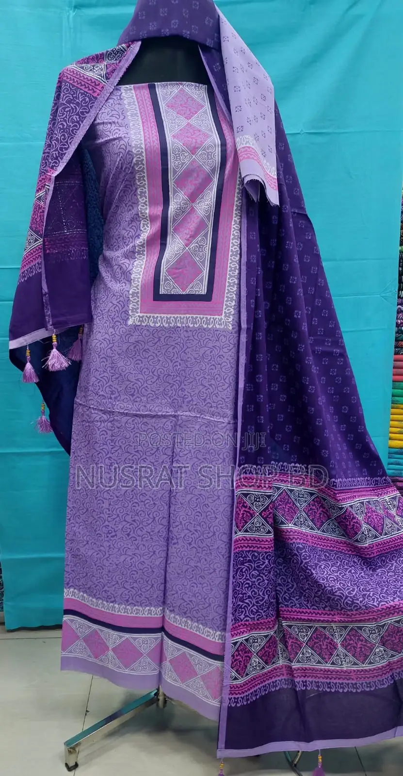 Vip Block Print Unstitch Three Piece