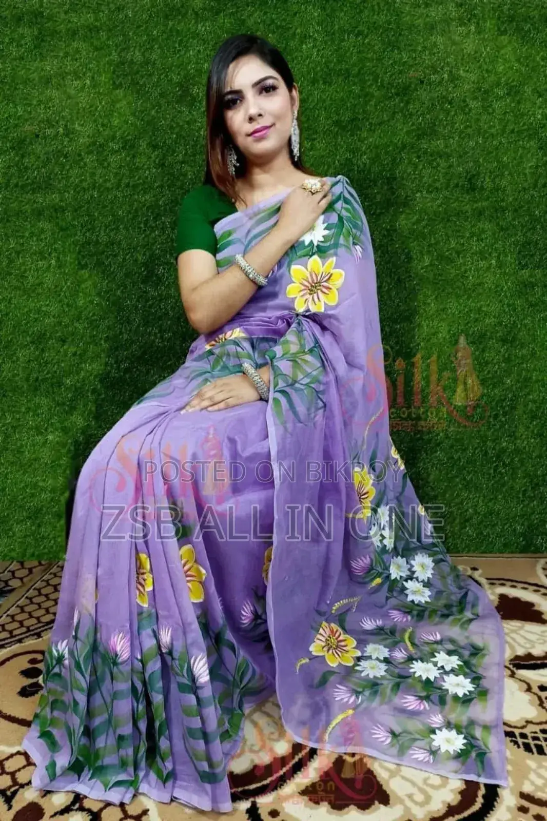 Hand Print Half Silk Saree