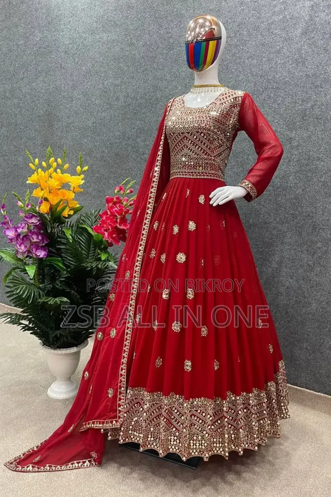 Readymade Georgette Embroidered Party Dress