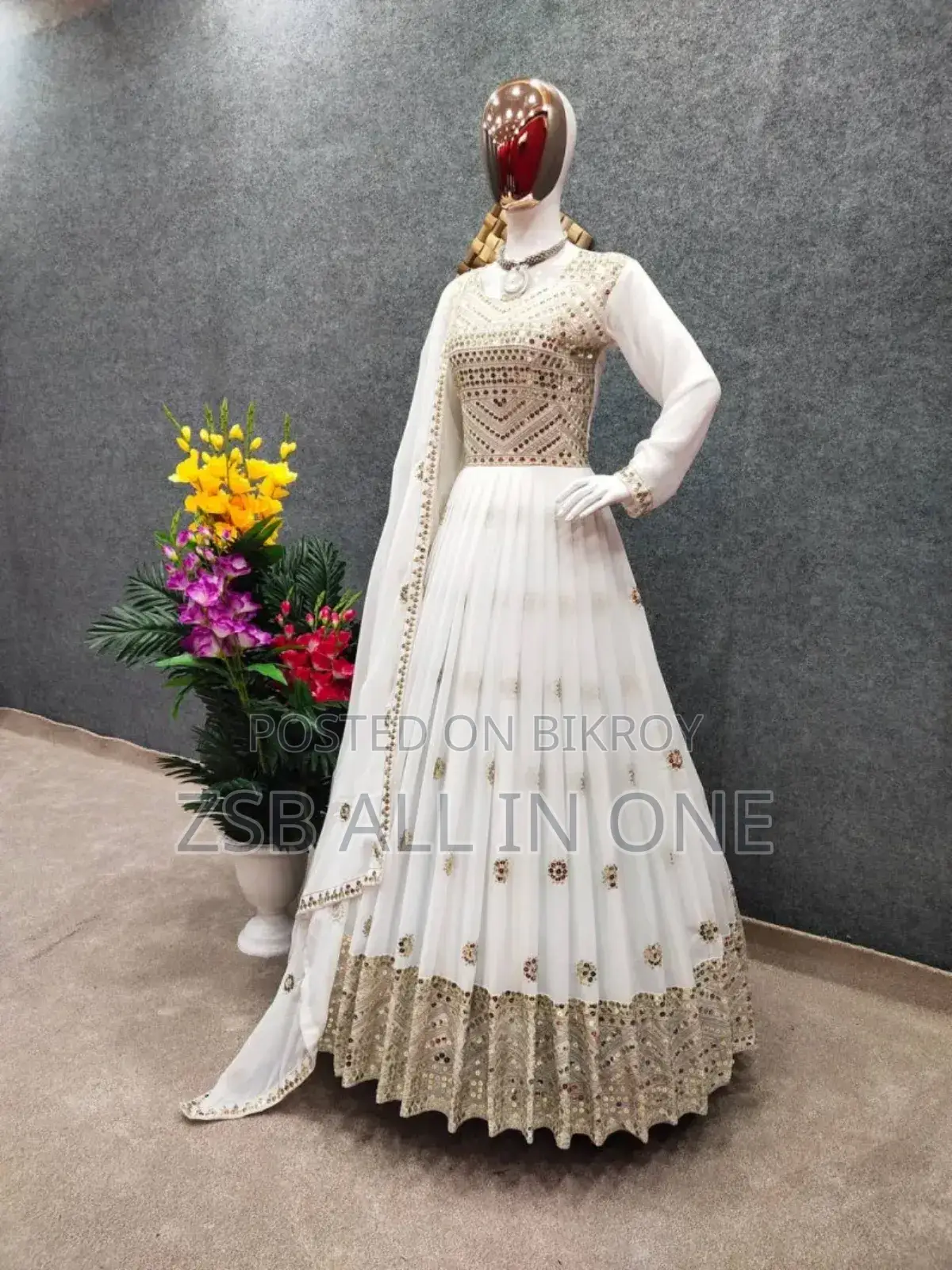 Readymade Georgette Embroidered Party Dress