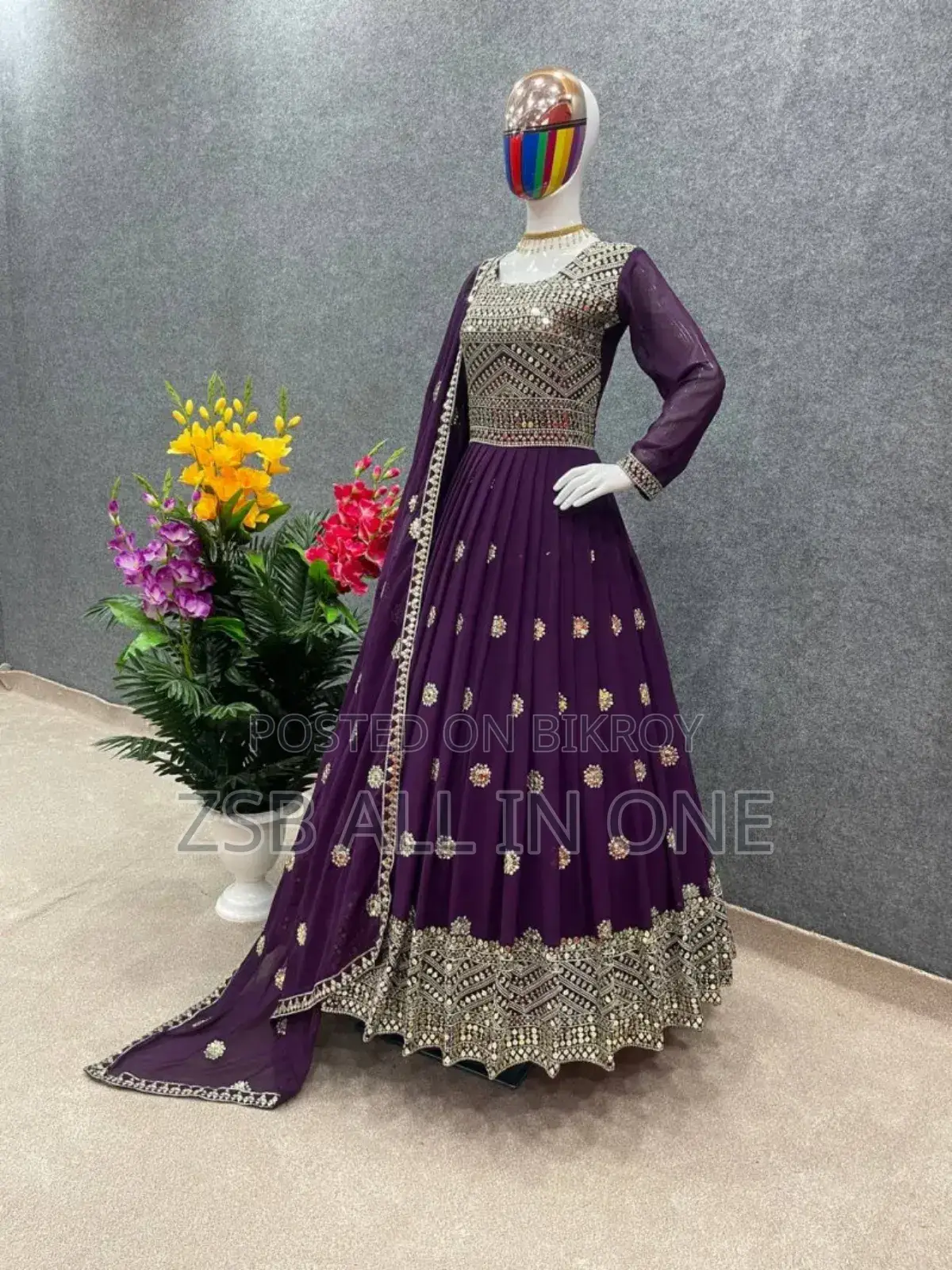 Readymade Georgette Embroidered Party Dress