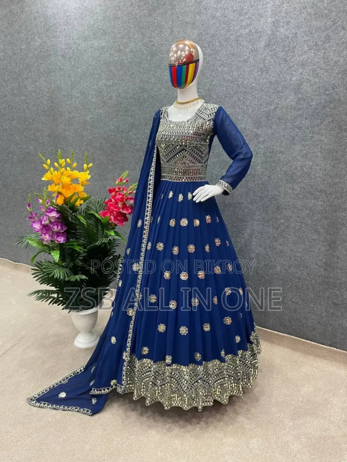 Readymade Georgette Embroidered Party Dress
