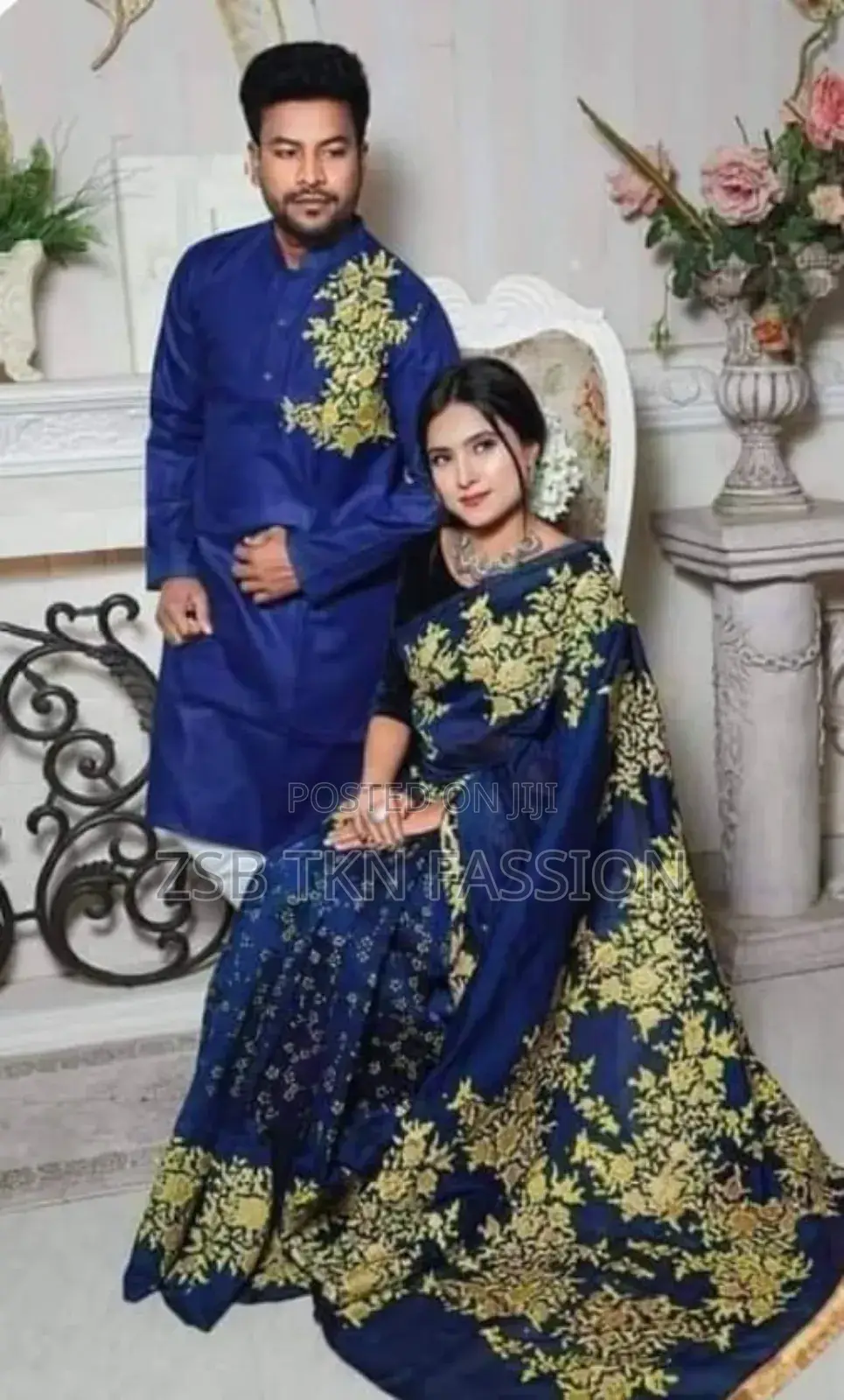 Exclusive Dhupian Silk Saree Punjabi Couple Dress