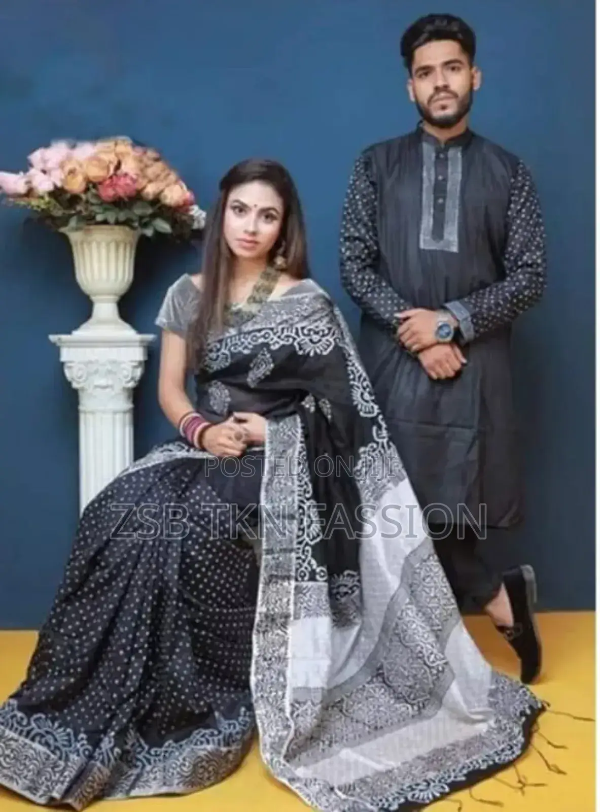 Exclusive Dhupian Silk Saree Punjabi Couple Dress