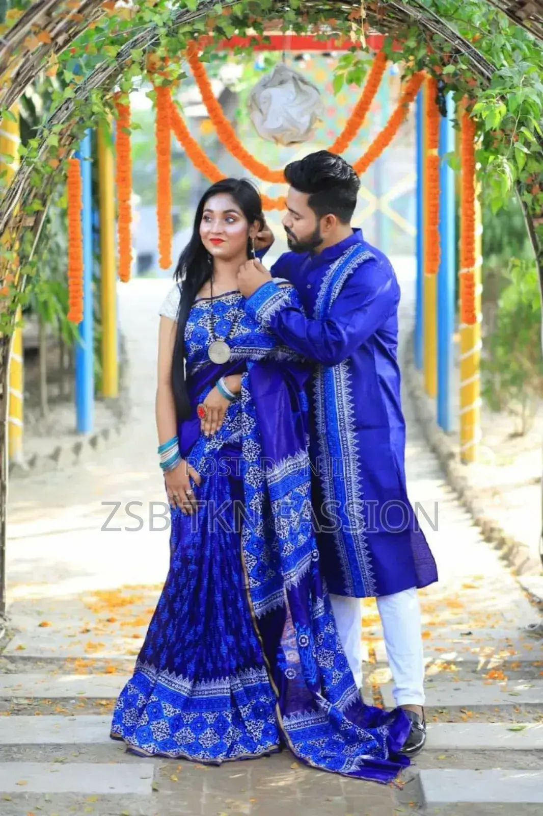  Silk Saree Punjabi Couple Dress