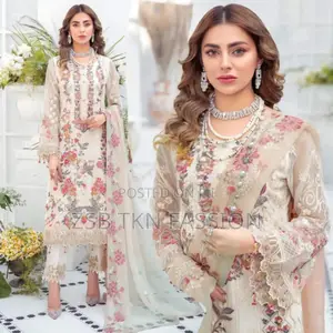 Photo - Indian White Gold Georgette Kameez