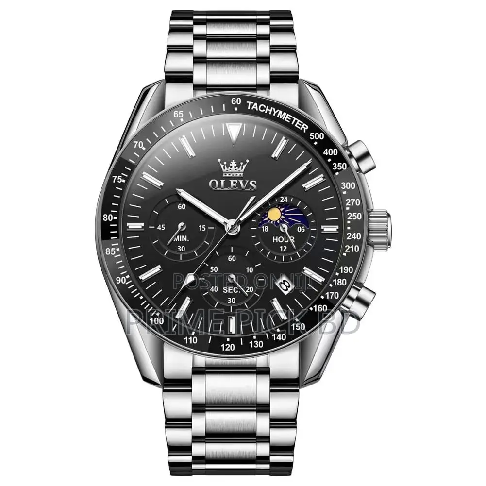 Olevs Men's Butterfly Lock Watch – Stainless Steel, Luminous