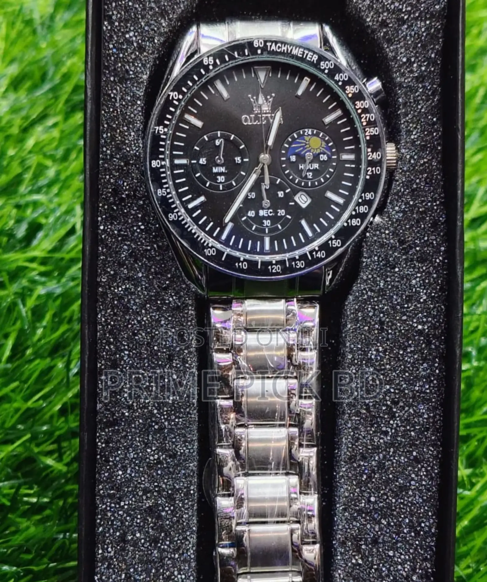 Olevs Men's Butterfly Lock Watch – Stainless Steel, Luminous