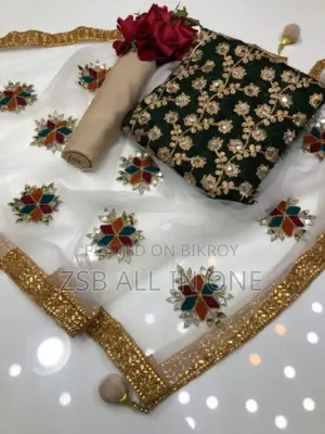 সেমী স্টিচড জর্জেট এমব্রয়ডারি থ্রী পিস