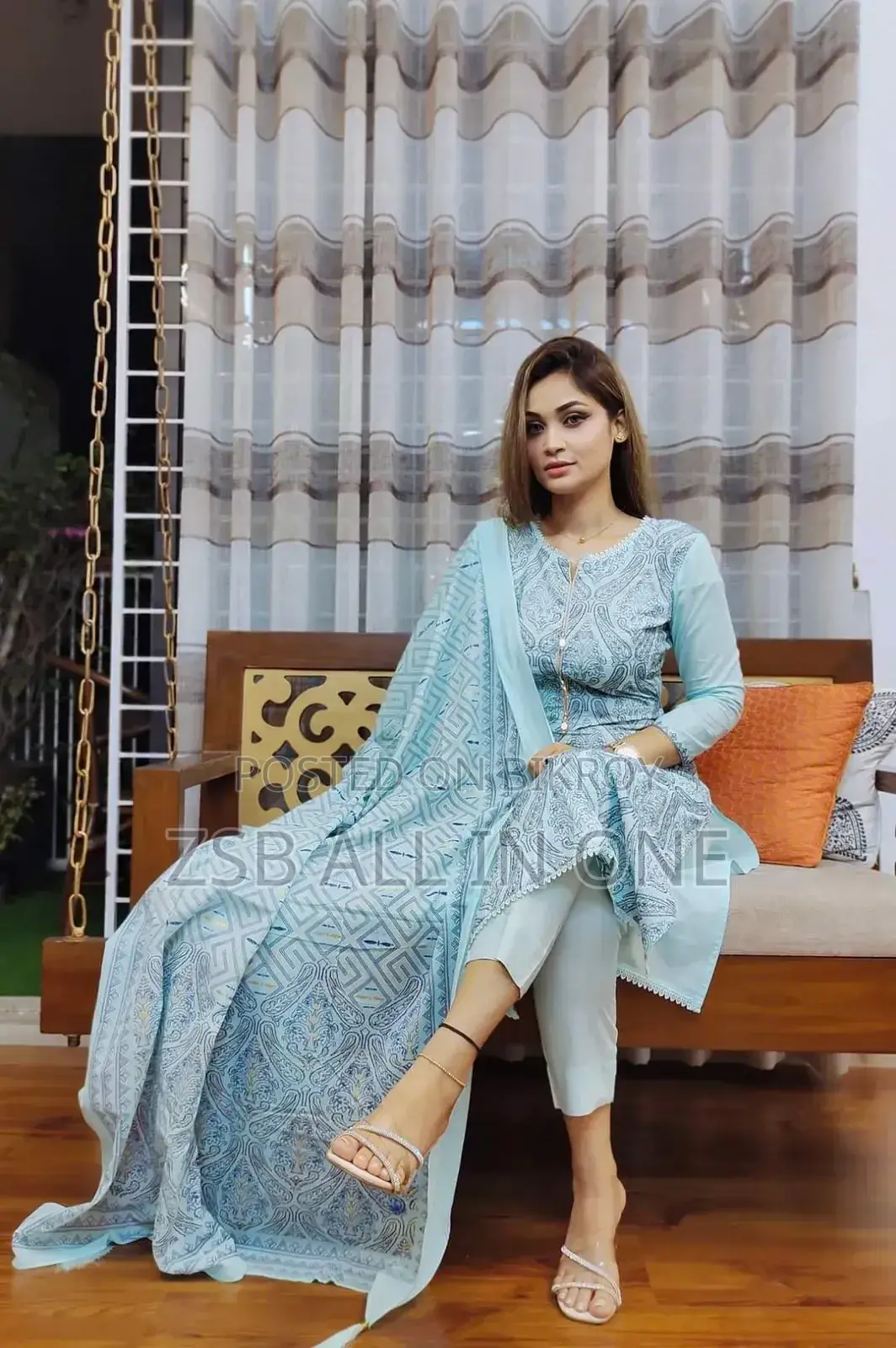 মেয়েদের জন্য ব্লক প্রিন্ট থ্রি পিস