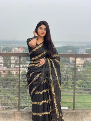 Photo - Premium Semi Muslin Saree With Blouse Piece for Girls