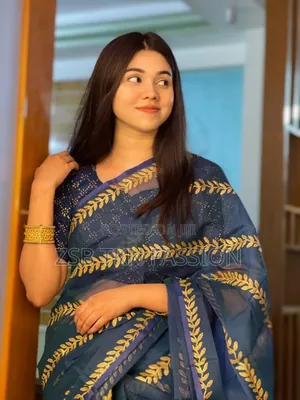 Premium Semi Muslin Saree With Blouse Piece for Girls