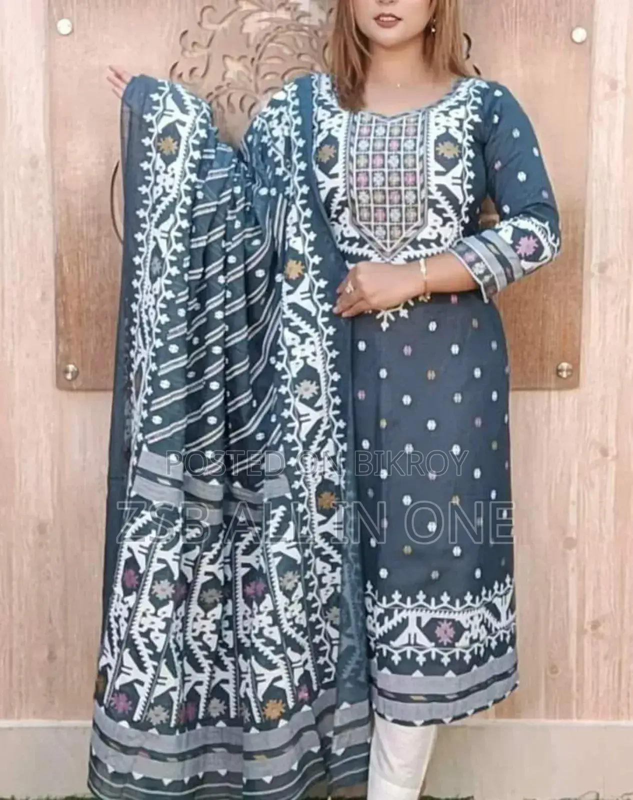 Unstitched Afsan Screen Print Three-Piece