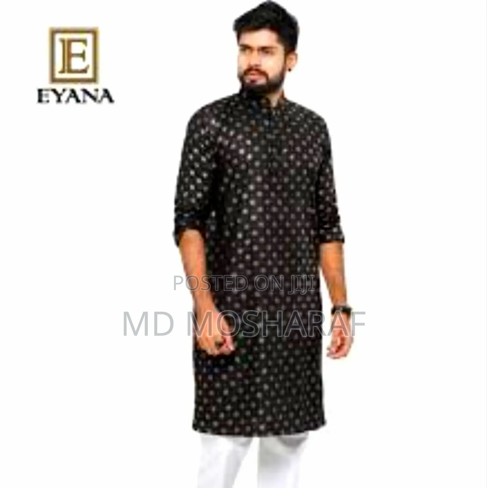 Printed Linen Semi-Long Panjabi Product Type: Panjabi