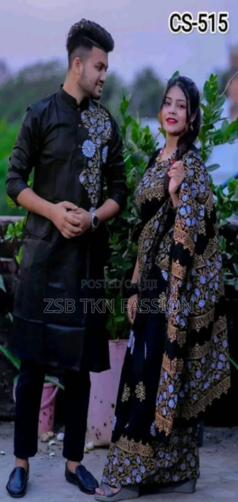 Block Printed Dhupian Silk Couple Set