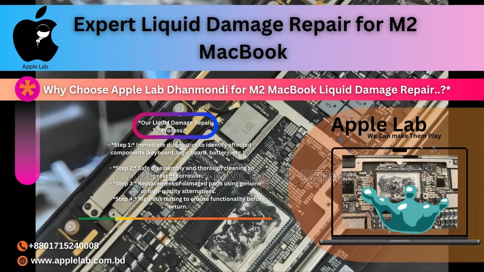 Expert Liquid Damage Repair for M2 Macbook Air at Apple Lab’