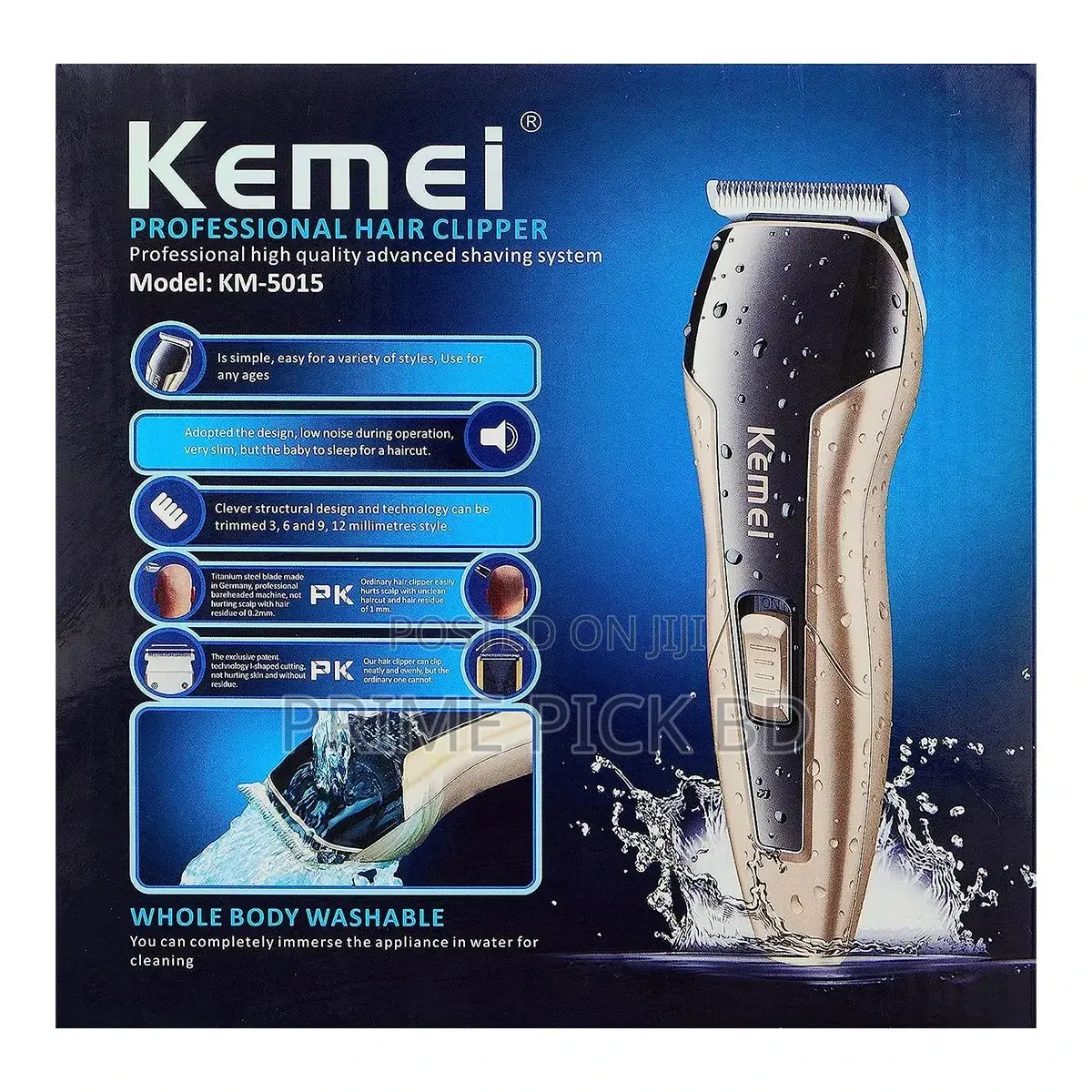 Kemeikm-5015 Professional High-Quality Washable Hairclipper