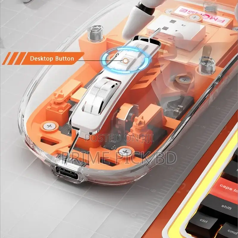 Rechargeable Wireless Mouse – Ergonomic Transparent Design