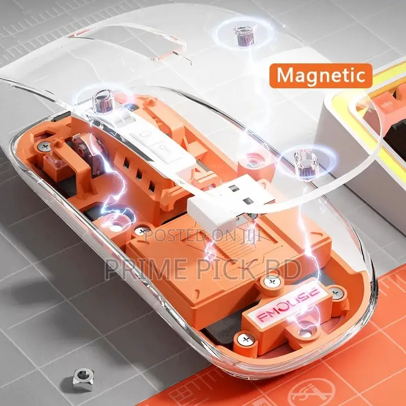 Rechargeable Wireless Mouse – Ergonomic Transparent Design