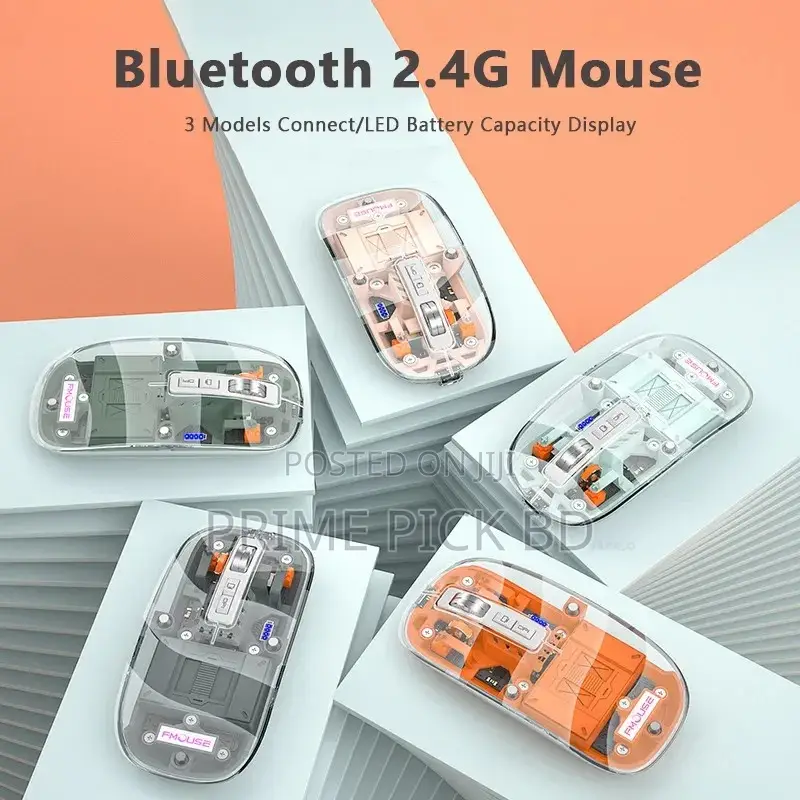 Rechargeable Wireless Mouse – Ergonomic Transparent Design