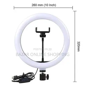6 Fit Tripod Stand +10" Ring Light + Microphone Combo