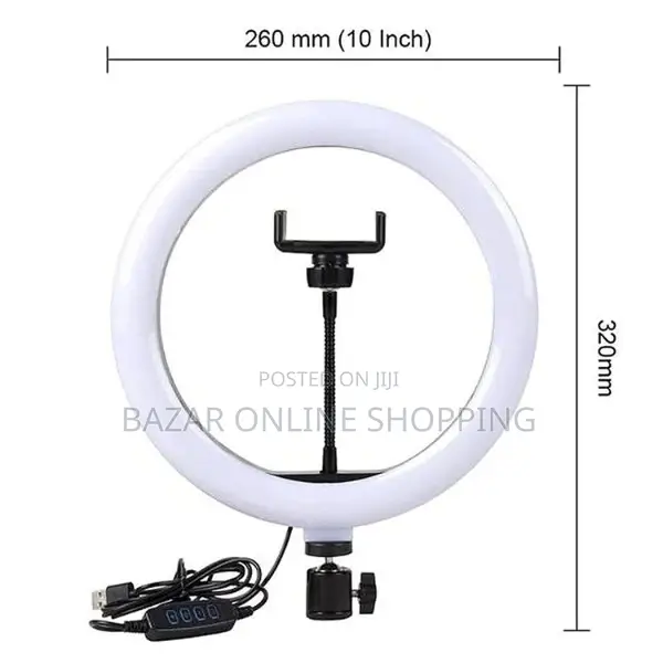 6 Fit Tripod Stand +10" Ring Light + Microphone Combo