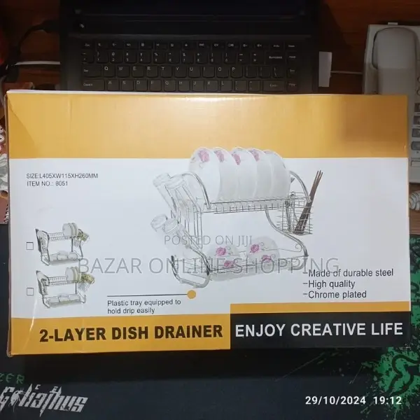 2 Layer Dish Drainer Rack Stainless Steel