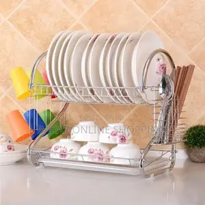 2 Layer Dish Drainer Rack Stainless Steel