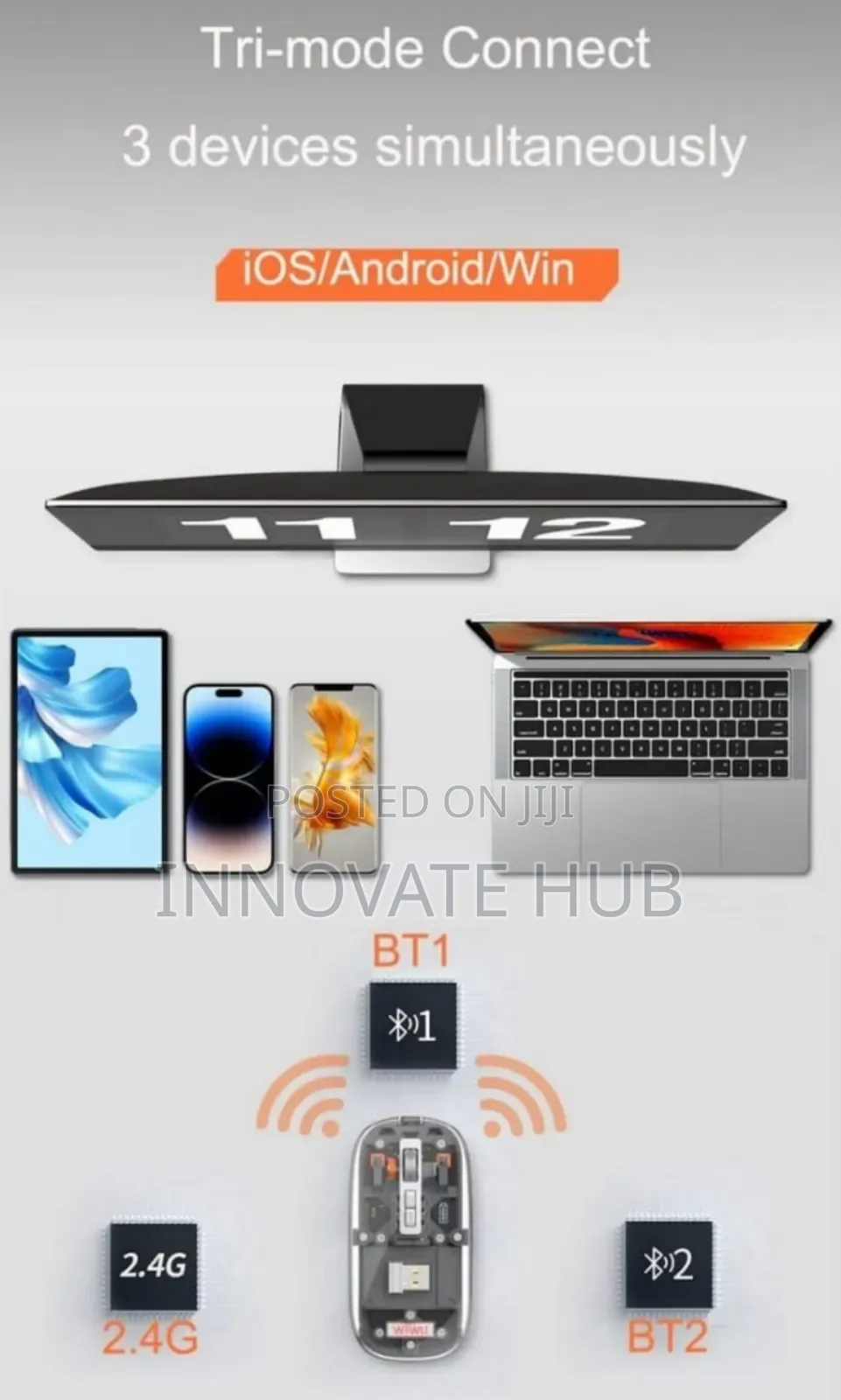 Gearup Wm30 Transparent 2.4g + Bluetooth Magnetic Mouse