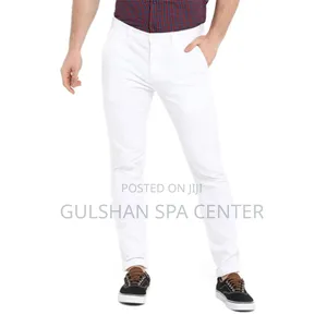 White Twill Gabardine Pant for Men