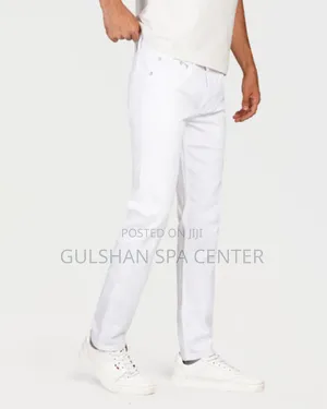 White Twill Gabardine Pant for Men