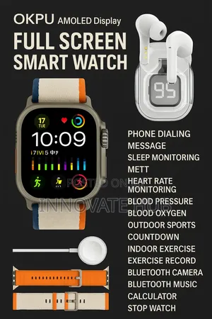 Photo - Okpu D100 Smartwatch With TWS Earbuds and 2 Strips