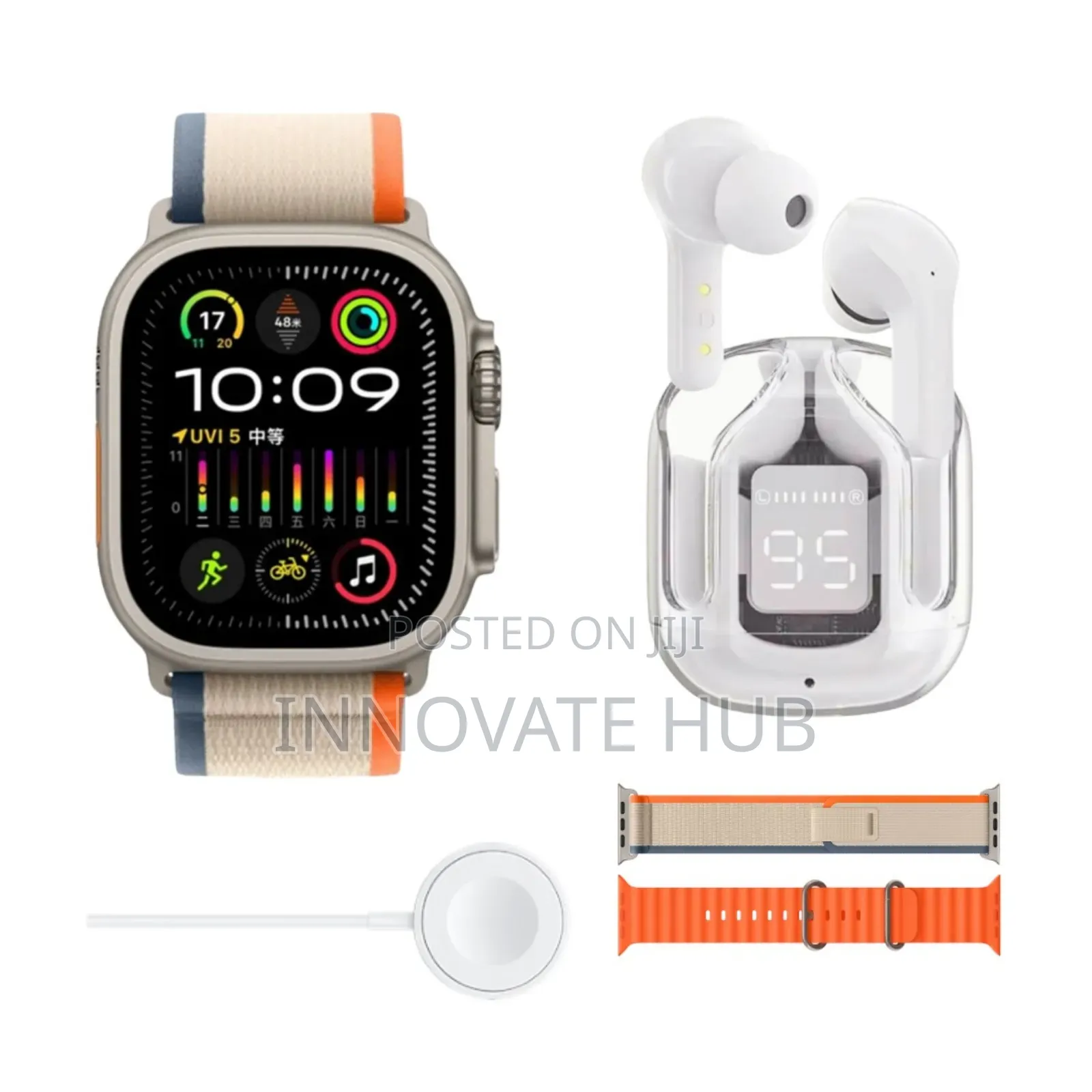 Okpu D100 Smartwatch With TWS Earbuds and 2 Strips