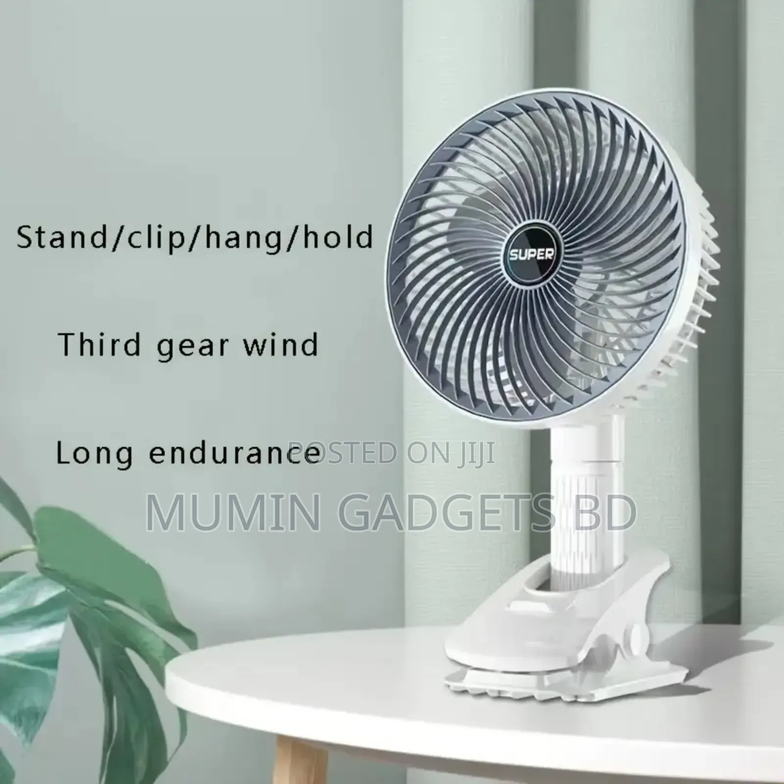 Rechargeable 3-in-1 Clip Fan – Portable, Adjustable