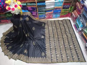 Photo - Block Printed Dhupian Silk Saree