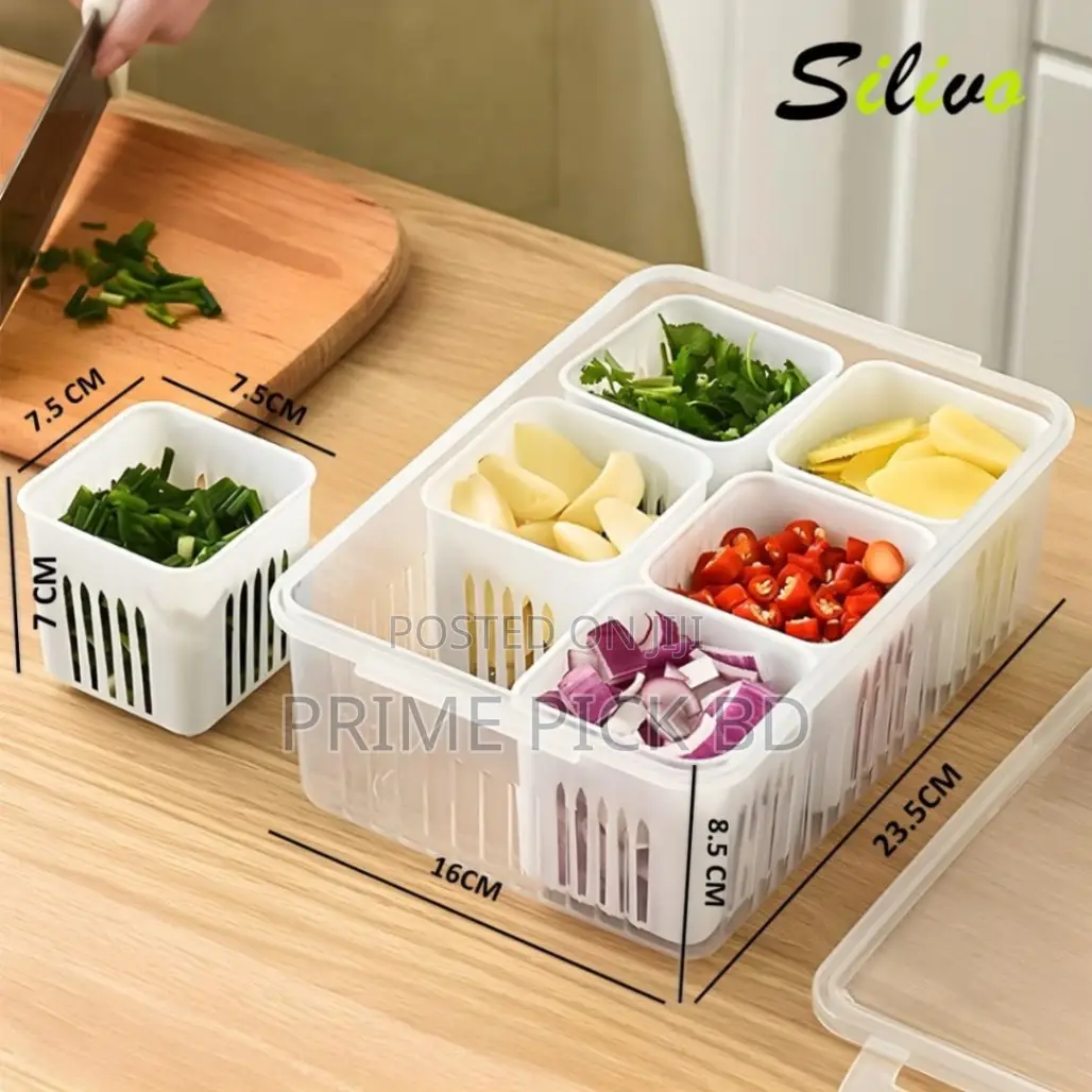 6-Grid Fridge Storage Box – Smart Kitchen Organizer