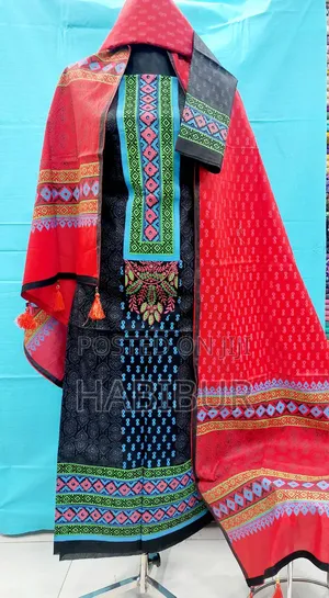 Vip Block Print Unstitch Three Piece