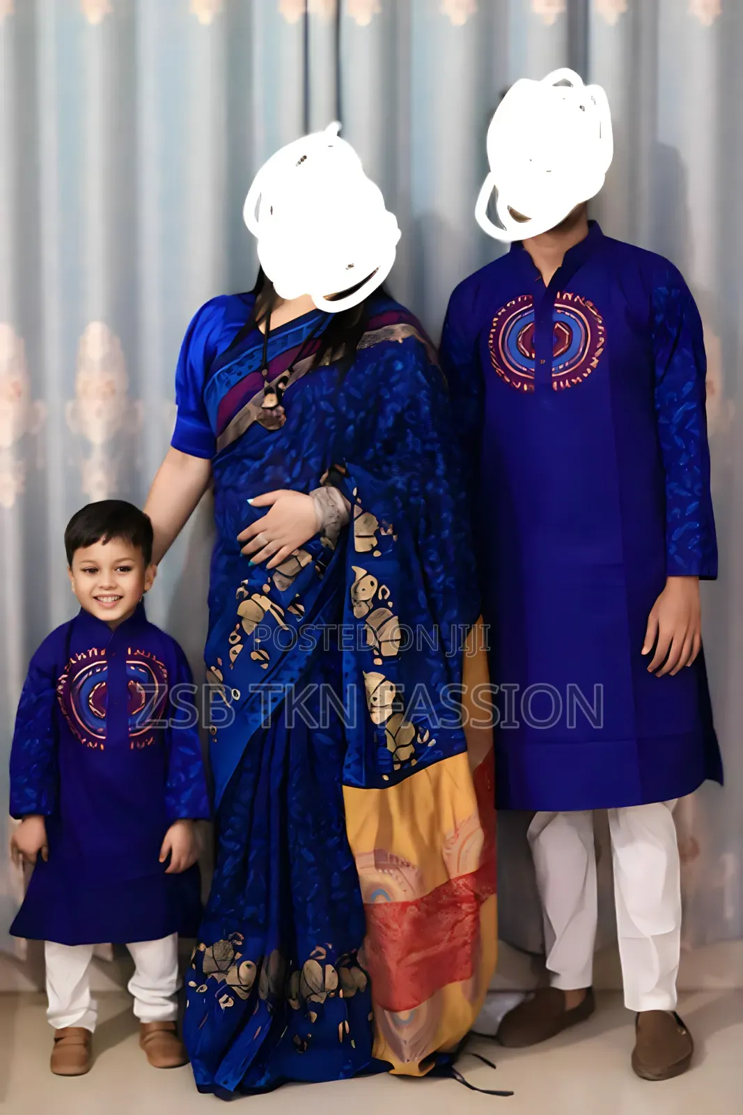 New Designed Block Family Saree Panjabi Set