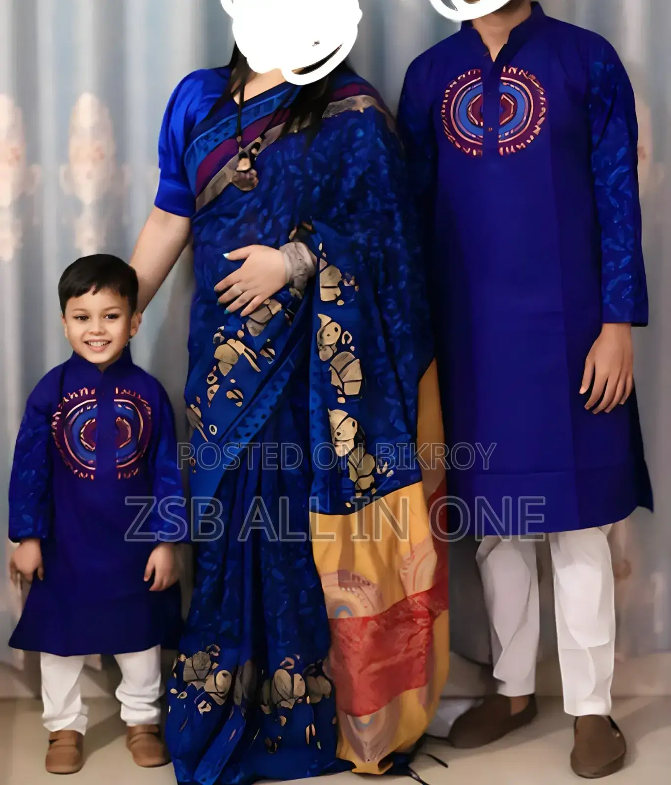 নতুন ডিজাইনের ব্লক ফ্যামিলি শাড়ি পাঞ্জাবি সেট