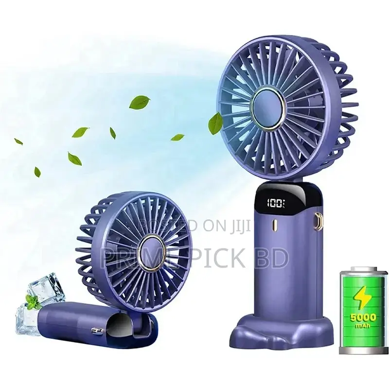 Portable Fan – 5000mah Rechargeable | 5 Speeds | Led Display