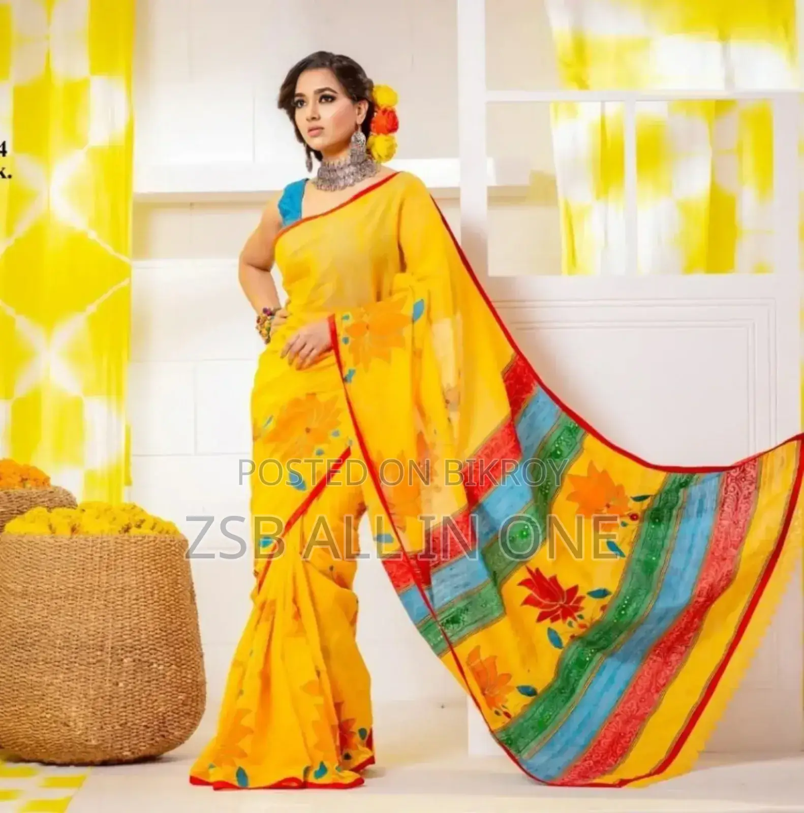 High Quality Half Silk Saree Comes With a Blouse Piece.