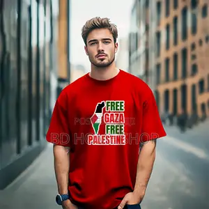 Photo - Free Palestine Drop Sholder Cotton T-Shirt