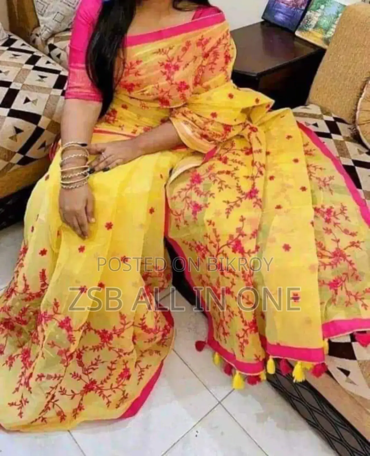 Embroidery Work on Half-Silk Sarees