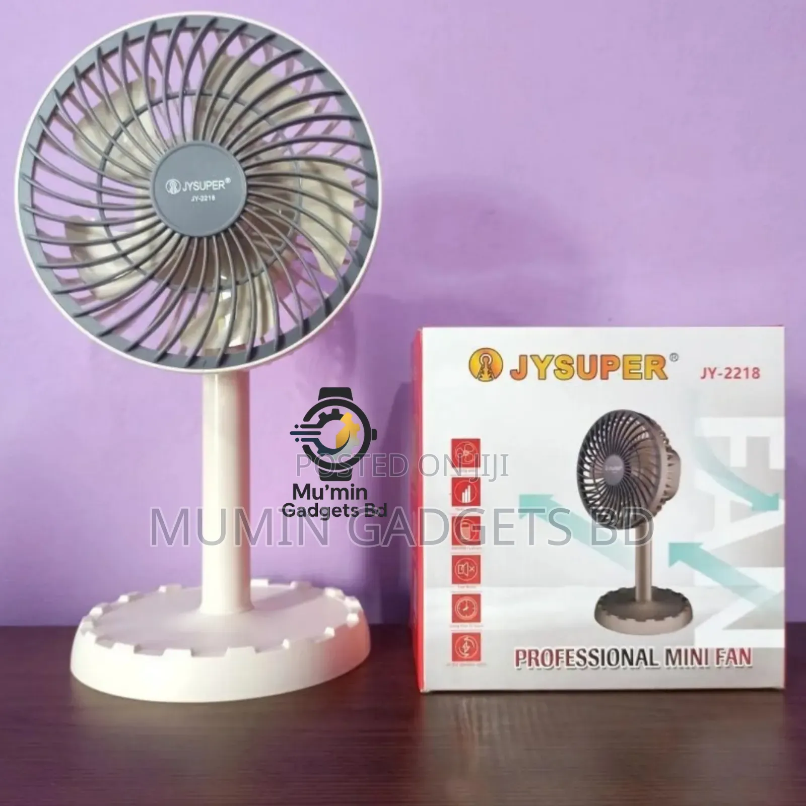 Jysuper Jy-2218 12-Inch Rechargeable Desk Fan