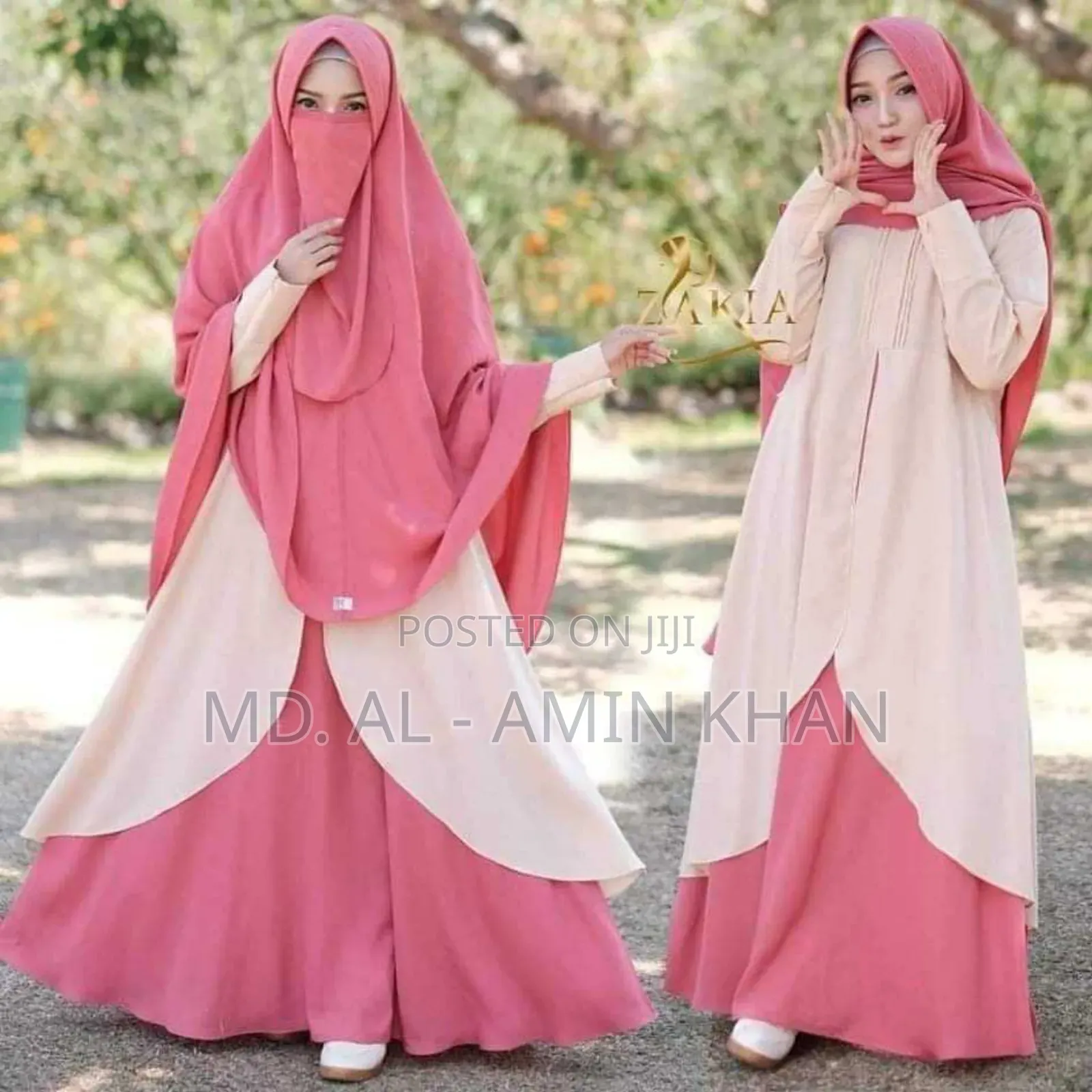 Dubai Cherry Borka With Hijab Nikab Set