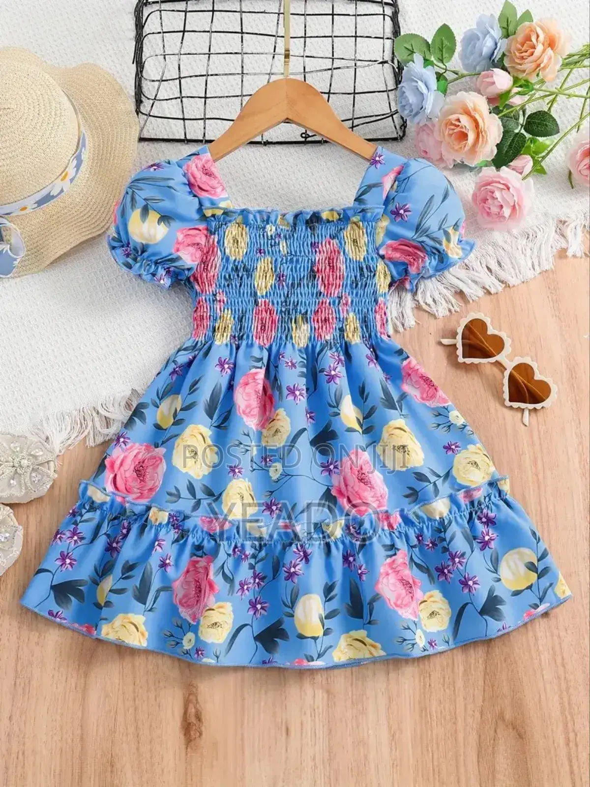 Flower Gown Elegant Floral Fit Dress for Girls With Belt