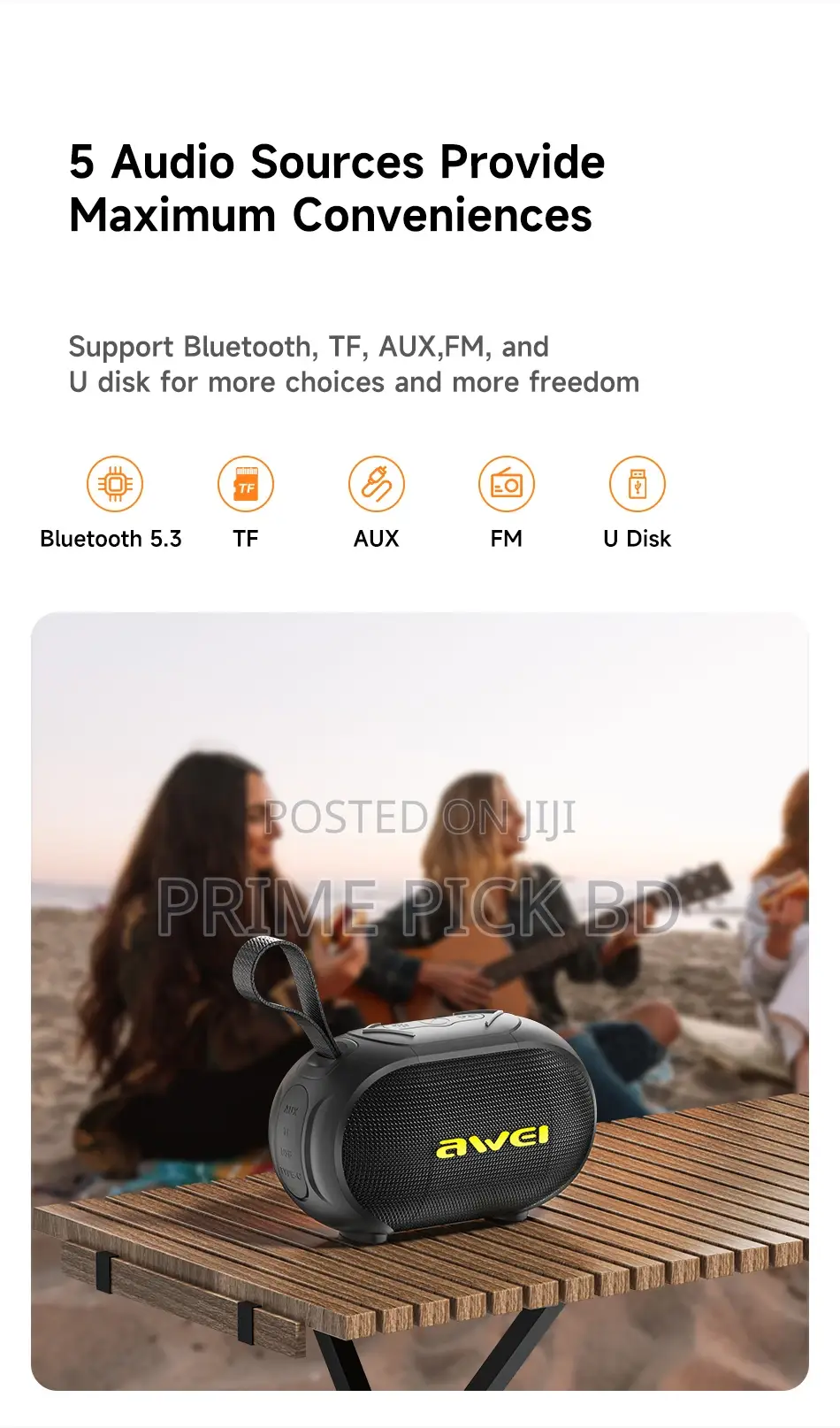 Awei Ka1 Portable Bluetooth Speaker – 5w(Six Month Warranty)