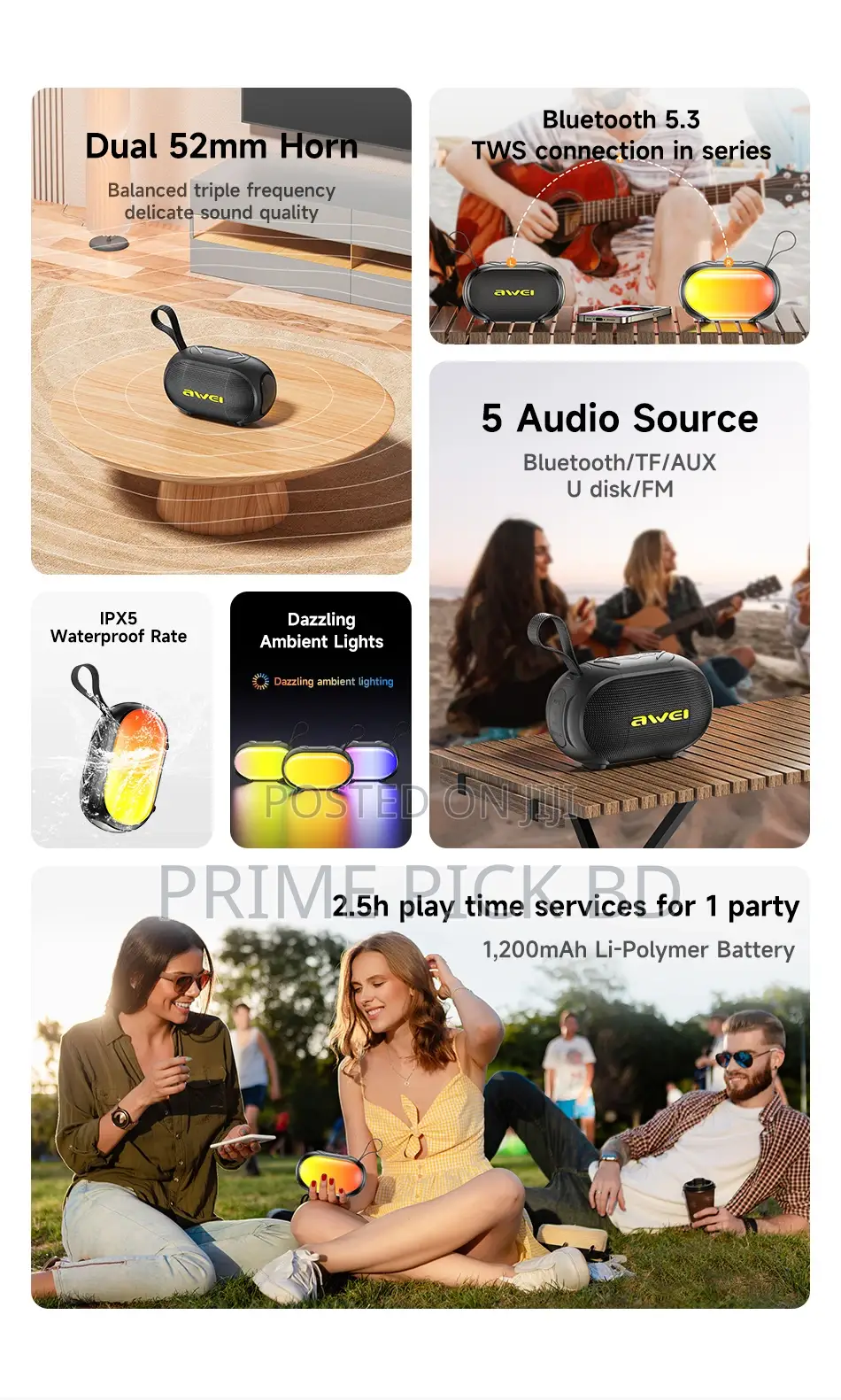 Awei Ka1 Portable Bluetooth Speaker – 5w(Six Month Warranty)