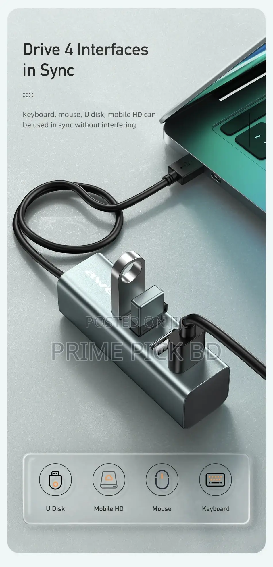 Awei Cl-122t Type-C Usb 2.0 Extender Docking Station