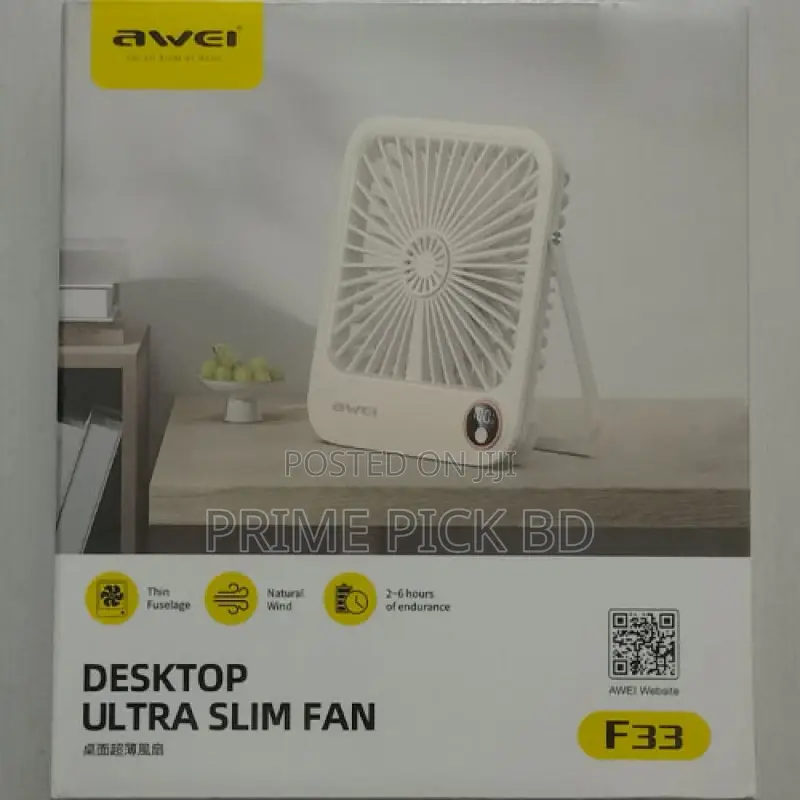 Awei F33 Thin Desktop Fan – Ultra-Quiet, Space-Saving